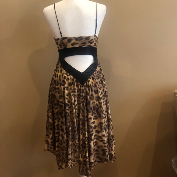 Cache Leopard Print Spaghetti Strap Cocktail Dress, Size 4 - Picture 3 of 7